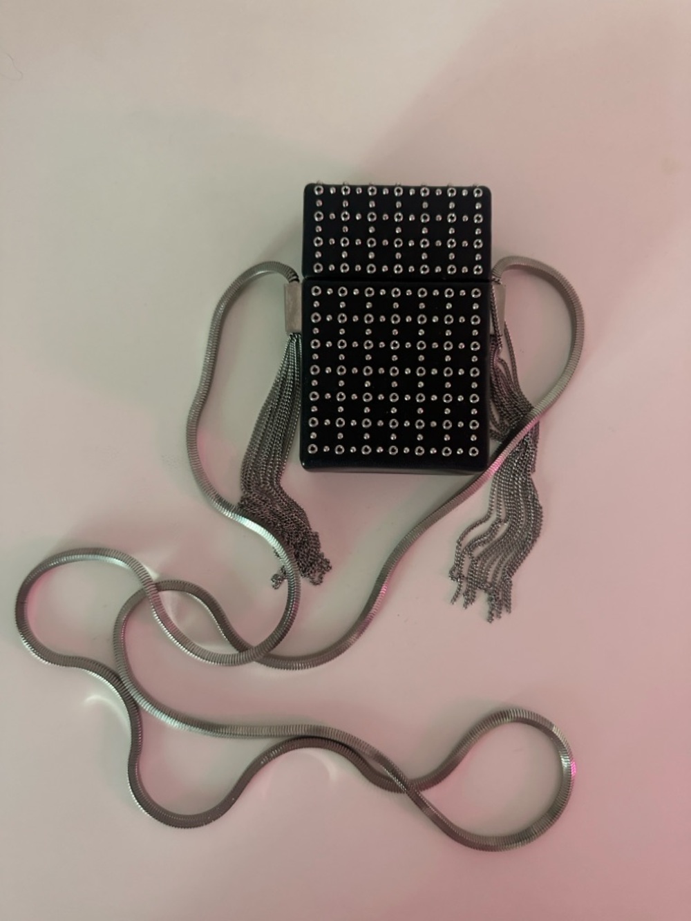 Saint Laurent Black Studded Mini Box Bag with Silver Hardware